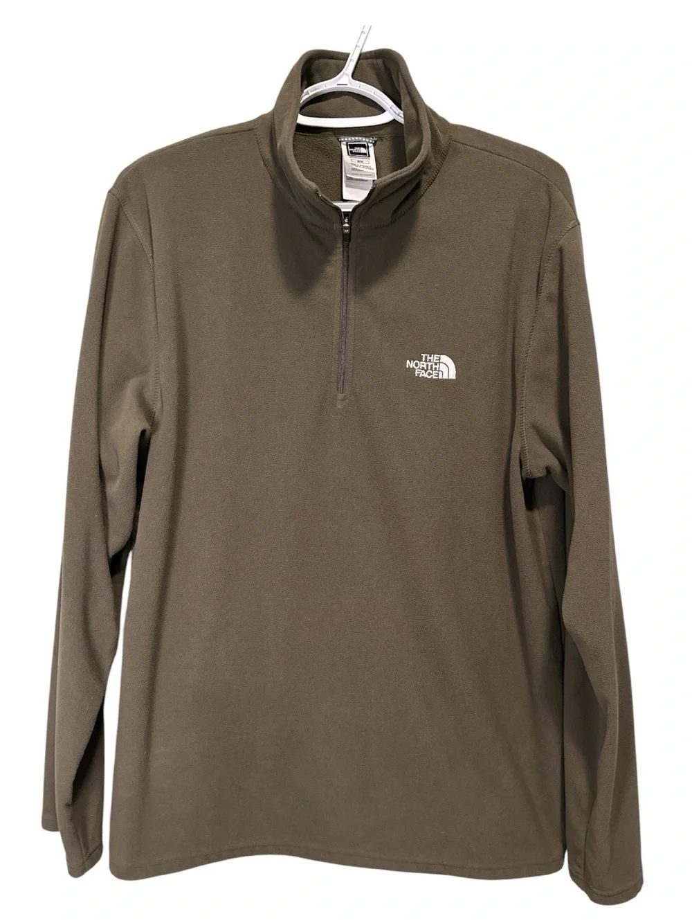 The North Face Olive Green Men’s Quarter-Zip Fleece Pullover Size M